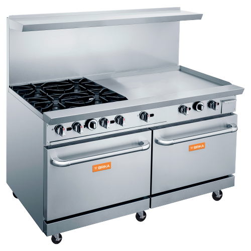 BRIKA BGR-6B-G24 Commercial 6 Burner and 24" griddle Gas Range