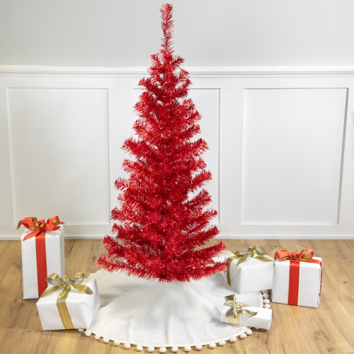 Artificial Tinsel Christmas Tree - 4' - Red - Unlit