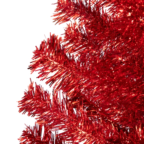 Artificial Tinsel Christmas Tree - 4' - Red - Unlit