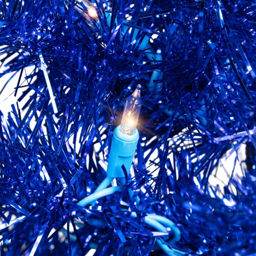 Pre-Lit Artificial Tinsel Christmas Tree - 3' - Blue - Clear Lights