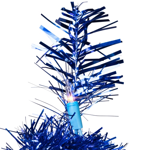 Pre-Lit Artificial Tinsel Christmas Tree - 3' - Blue - Clear Lights