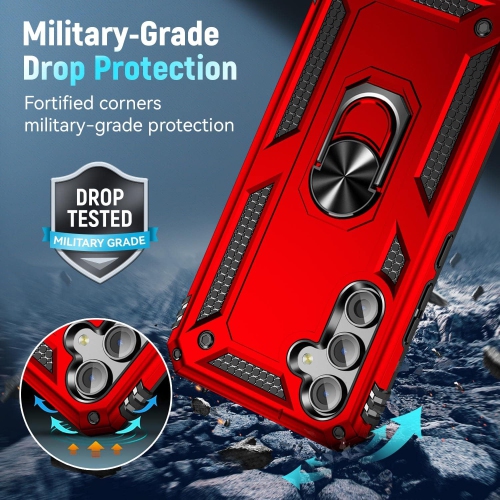 XCRS Case for Samsung Galaxy S24 FE 6.7 inch Slim Design Armor Protection Cover, Built-in Magnetic Ring, 360 ° Rotating Kickstand for Hands-Free View