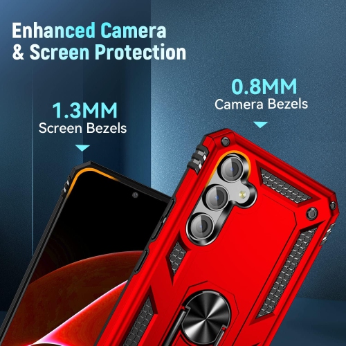 XCRS Case for Samsung Galaxy S24 FE 6.7 inch Slim Design Armor Protection Cover, Built-in Magnetic Ring, 360 ° Rotating Kickstand for Hands-Free View