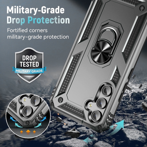 XCRS Case for Samsung Galaxy S24 FE 6.7 inch Slim Design Armor Protection Cover, Built-in Magnetic Ring, 360 ° Rotating Kickstand for Hands-Free View