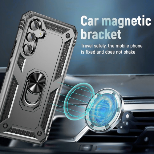 XCRS Case for Samsung Galaxy S24 FE 6.7 inch Slim Design Armor Protection Cover, Built-in Magnetic Ring, 360 ° Rotating Kickstand for Hands-Free View