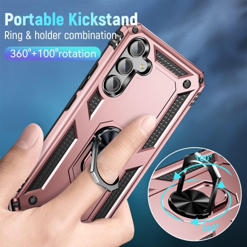 XCRS Case for Samsung Galaxy S24 FE 6.7 inch Slim Design Armor Protection Cover, Built-in Magnetic Ring, 360 ° Rotating Kickstand for Hands-Free View