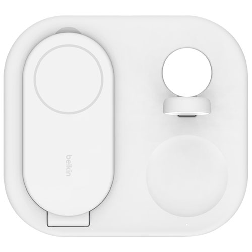 Belkin BoostCharge 3-in-1 15W Qi2 Magnetic Wireless Charging Stand - White