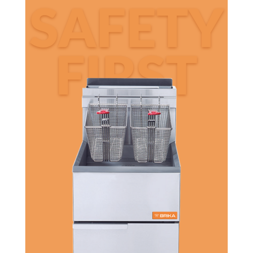 Friteuse commerciale au gaz naturel BFR-70-NAT 70 lb de BRIKA Capacité d'huile de 150 000 BTU