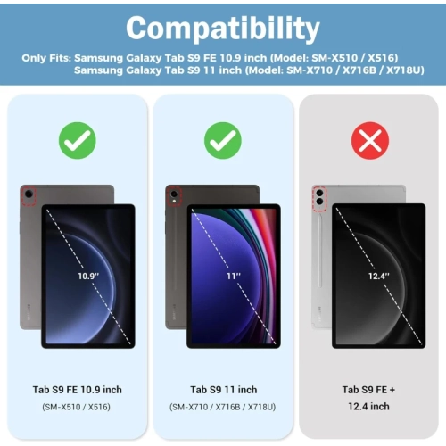 Slim Stand Case for Galaxy Tab S9 FE 5G 10.9" / Tab S9 11" / Tab S10 (2024) - Hard Back Shell Protective Smart Cover, Compatible with