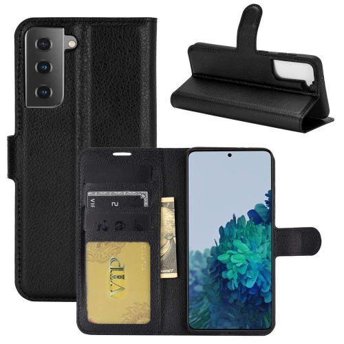 [CS] Étui portefeuille folio à rabat avec fente pour carte magnétique pour Samsung Galaxy S24 FE, noir