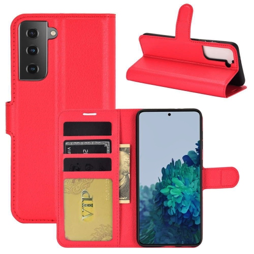 [CS] Étui portefeuille folio à rabat avec fente pour carte magnétique pour Samsung Galaxy S24 FE, rouge