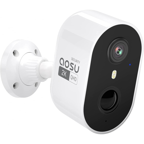 AOSU – caméra de sécurité sans fil extérieure 2K, caméra de surveillance à piles, caméra Wi-Fi avec détection de mouvement et sirène IRP Humanoid,