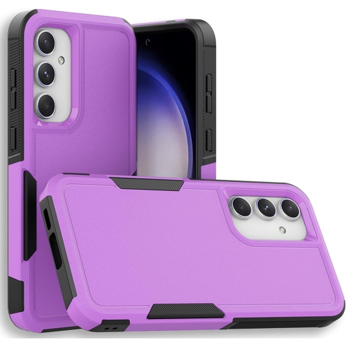 [CS] Dual Layers Heavy Duty Rubber Armor Bumper Hard Case Cover for Samsung Galaxy S24 FE, Purple