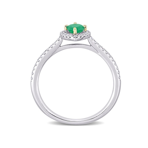 1/4 Carat Emerald Pear Halo Ring in 14K White Gold with Diamonds
