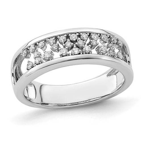 GEM AND HARMONY  1/5 Carat (Ctw) Diamond Band Ring In 14K Gold (Size 7) In White