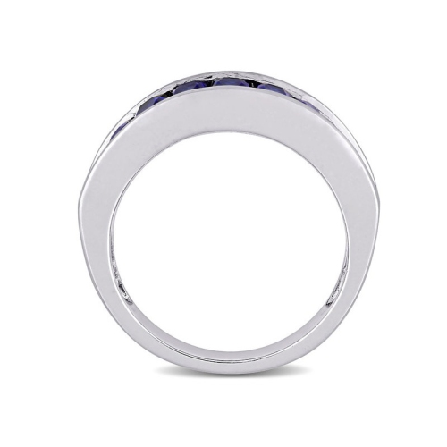 2.70 Carat Lab-Created Blue Sapphire Baguette-Cut Band Ring in Sterling Silver