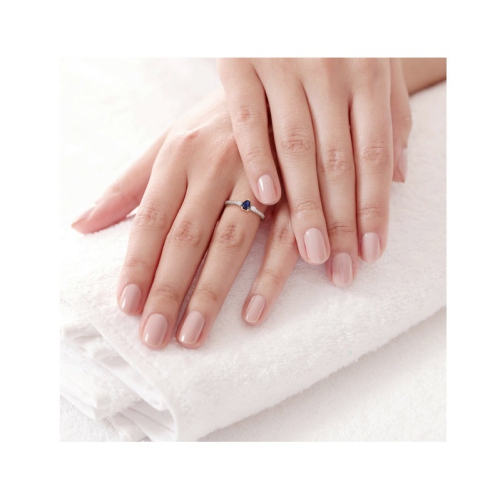 1/2 Carat Blue Sapphire Three Stone Ring with Diamonds in 14K White Gold