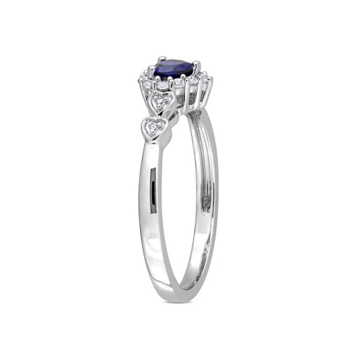 2/5 Carat Lab-Created Blue & White Sapphire Heart Ring in Sterling Silver