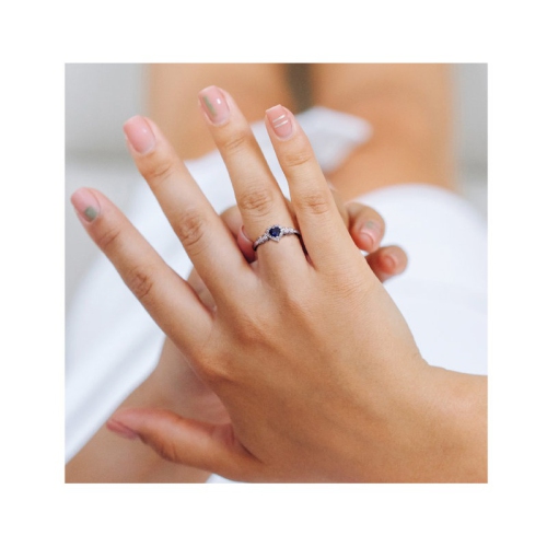 2/5 Carat Lab-Created Blue & White Sapphire Heart Ring in Sterling Silver