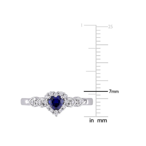 2/5 Carat Lab-Created Blue & White Sapphire Heart Ring in Sterling Silver