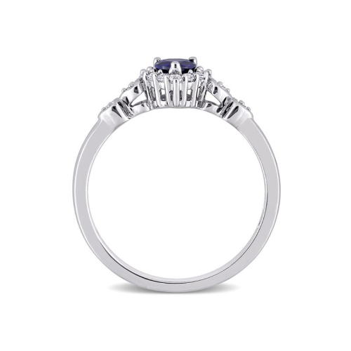 2/5 Carat Lab-Created Blue & White Sapphire Heart Ring in Sterling Silver