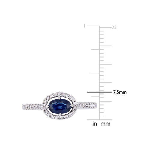 3/5 Carat Blue Sapphire & Diamond Ring in 14K White Gold