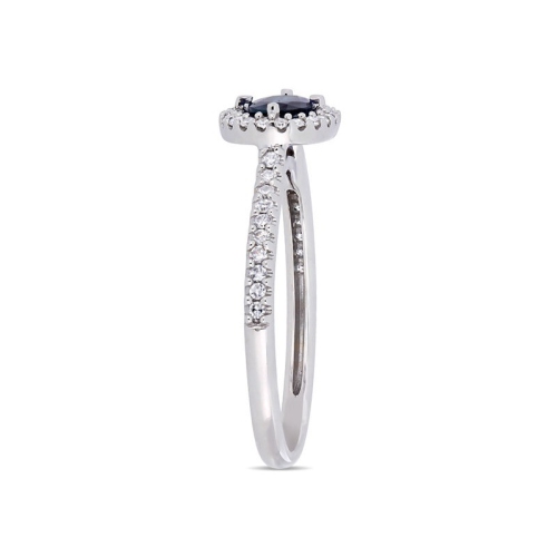 3/5 Carat Blue Sapphire & Diamond Ring in 14K White Gold
