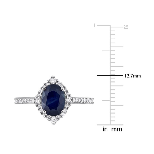 Bague en or blanc 14K ct avec saphir bleu et diamant d'1,60&nbsp;carat