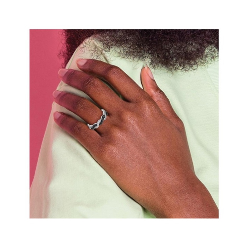 1/2 Carat Black & White Diamond Infinity Twist Ring in 14K White Gold