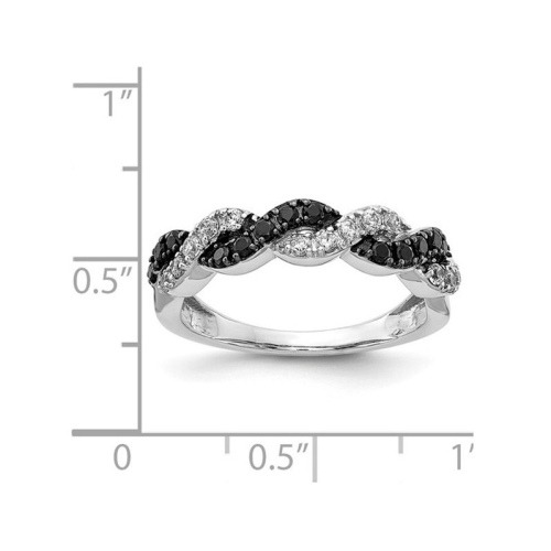 1/2 Carat Black & White Diamond Infinity Twist Ring in 14K White Gold