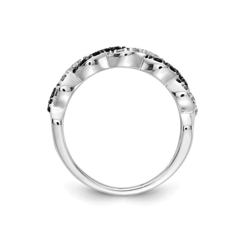 1/2 Carat Black & White Diamond Infinity Twist Ring in 14K White Gold