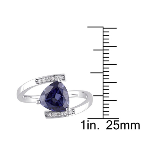 2.40 Carat Lab-Created Blue Sapphire Trillion Ring in Sterling Silver