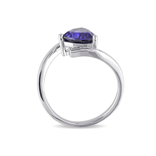 2.40 Carat Lab-Created Blue Sapphire Trillion Ring in Sterling Silver
