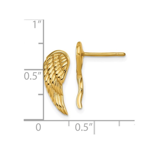 14K Yellow Gold Angel Wing Post Earrings