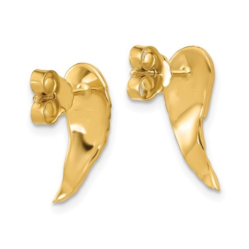 14K Yellow Gold Angel Wing Post Earrings