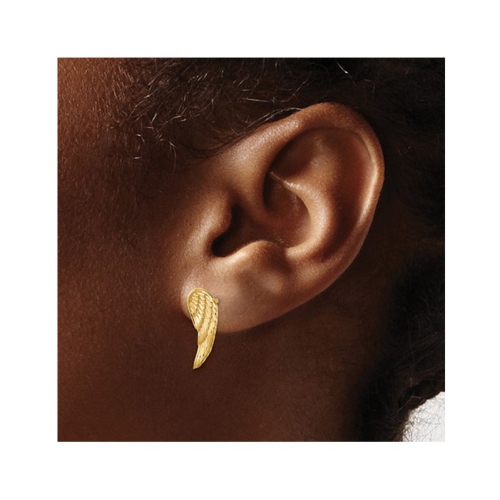 14K Yellow Gold Angel Wing Post Earrings