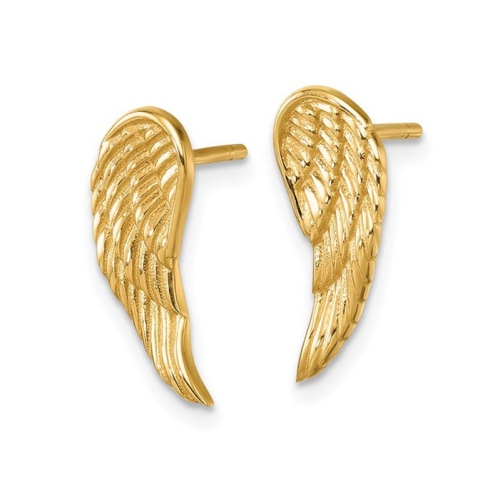 14K Yellow Gold Angel Wing Post Earrings