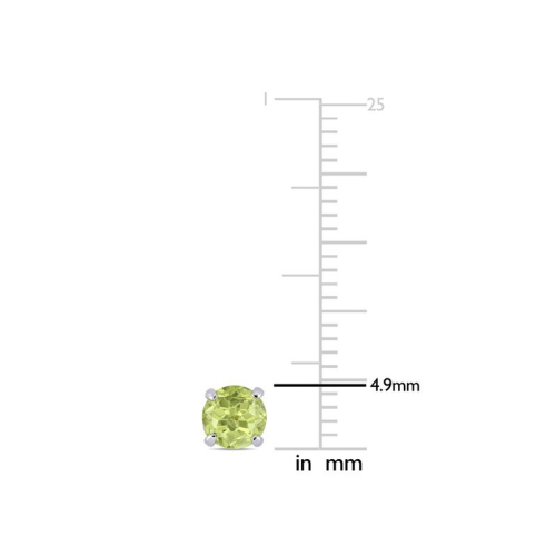 1.12 Carat Round Peridot Solitaire Earrings in 14K White Gold