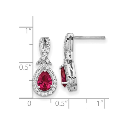 4/5 Carat Lab Created Ruby Drop Earrings in Sterling Silver