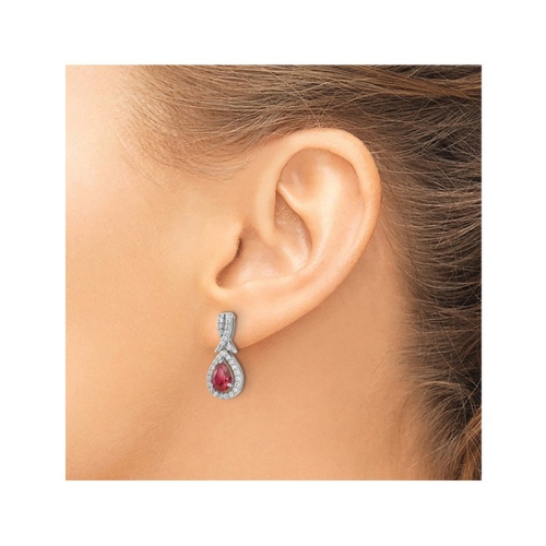 4/5 Carat Lab Created Ruby Drop Earrings in Sterling Silver