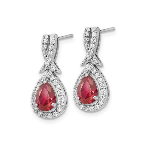 4/5 Carat Lab Created Ruby Drop Earrings in Sterling Silver