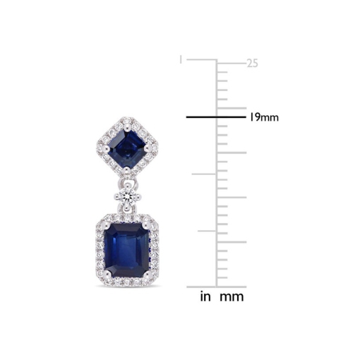 2.36 Carat Blue Sapphire Dangle Drop Earrings in 14K White Gold with Diamonds