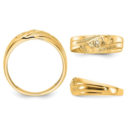 14K Yellow Gold Polished Mens DAD Ring