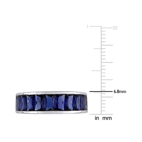 2.70 Carat Lab-Created Blue Sapphire Baguette-Cut Band Ring in Sterling Silver