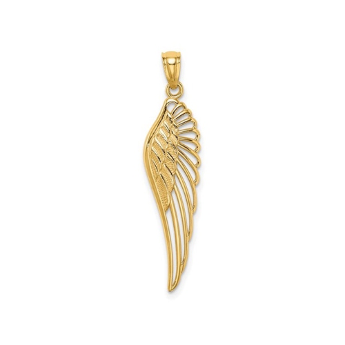 14K Yellow Gold Angel Wing Charm Pendant
