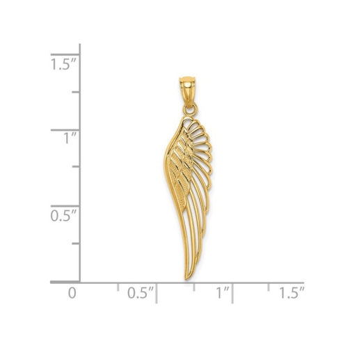 14K Yellow Gold Angel Wing Charm Pendant