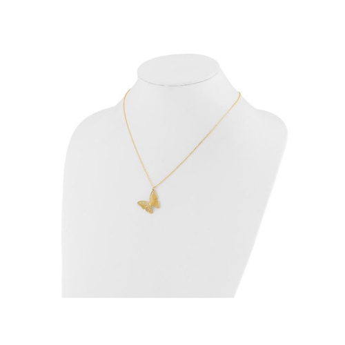 Collier à pendentif en or jaune 14K ct avec chaîne et breloque en forme de papillon