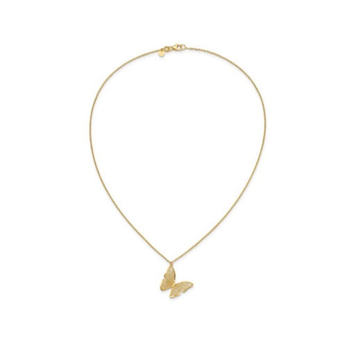 Collier à pendentif en or jaune 14K ct avec chaîne et breloque en forme de papillon