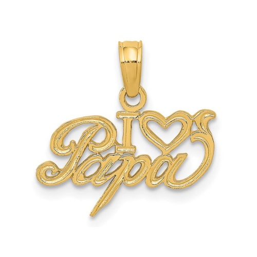 10K Yellow Gold I Love PAPA Charm Pendant
