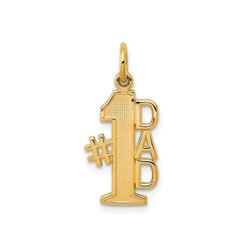 GEM AND HARMONY  10K Gold #1 Dad Charm Pendant (No Chain) In Yellow